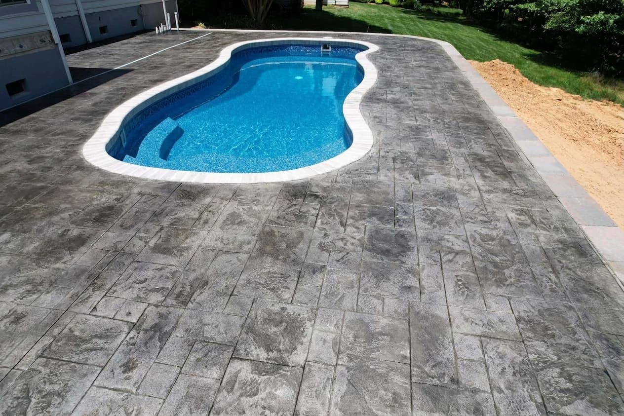 Decorative stamped concrete driveway by NK Construction in Gaston County, NC